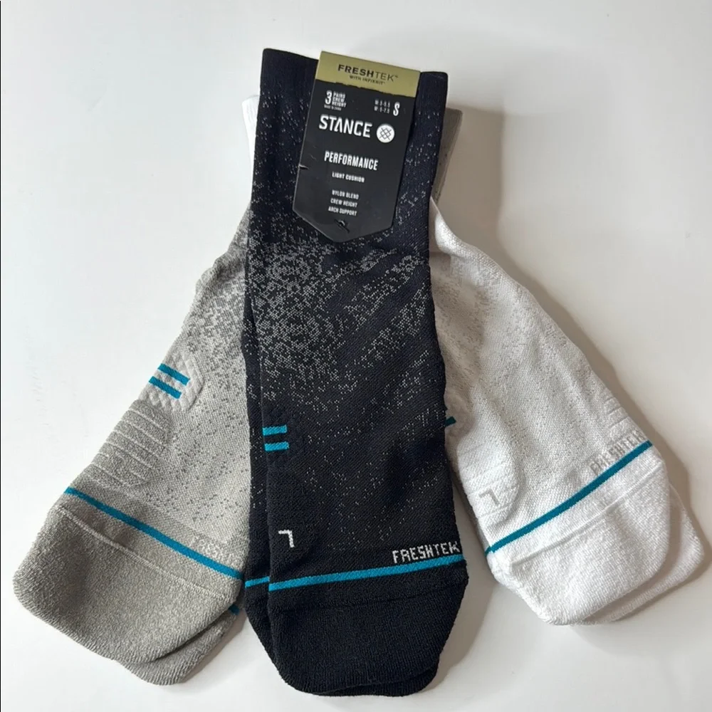 Stance 3pk Performance Crew Run LT Socks Multi Small